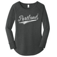 Portland State Of Oregon Baseball Script Flag Swoosh Women's Perfect Tri Tunic Long Sleeve Shirt