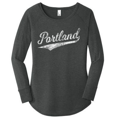 Portland State Of Oregon Baseball Script Flag Swoosh Women's Perfect Tri Tunic Long Sleeve Shirt