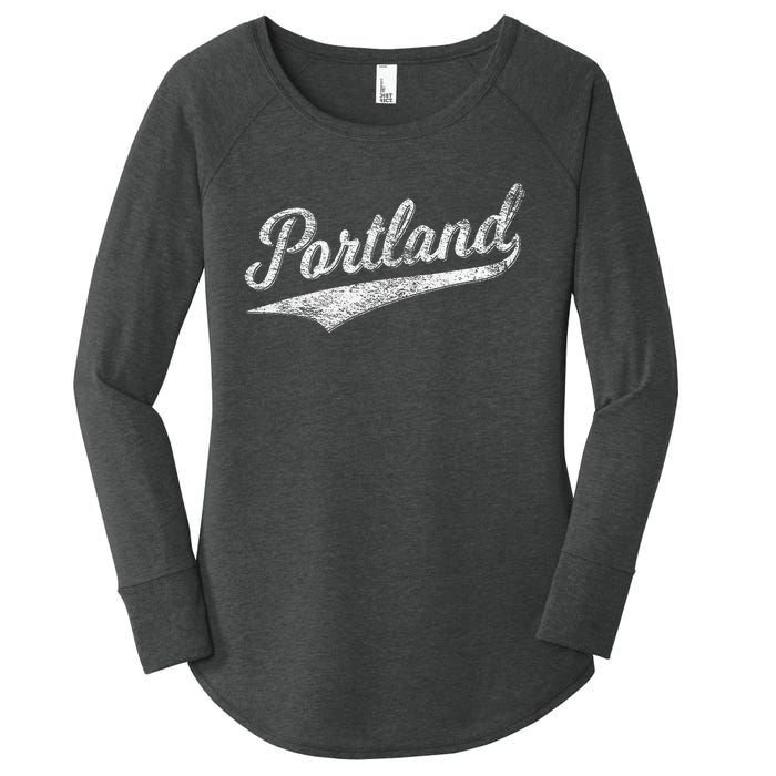 Portland State Of Oregon Baseball Script Flag Swoosh Women's Perfect Tri Tunic Long Sleeve Shirt