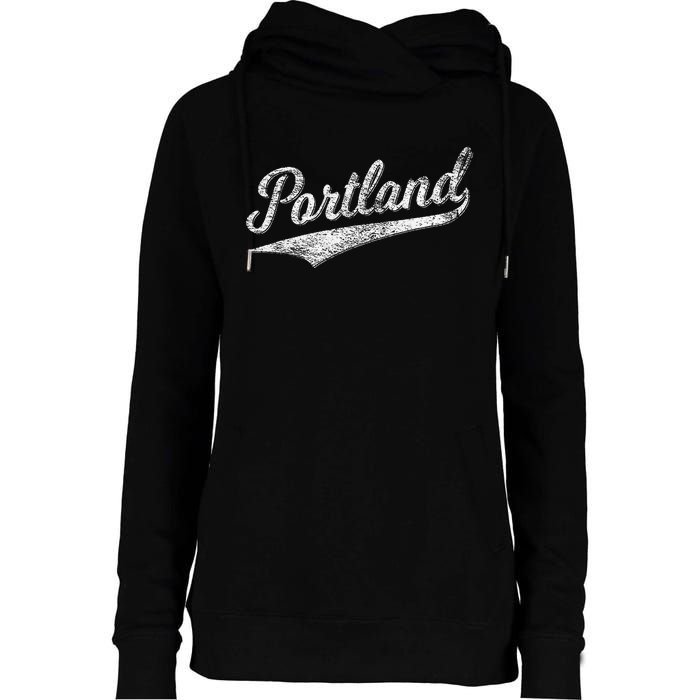 Portland State Of Oregon Baseball Script Flag Swoosh Womens Funnel Neck Pullover Hood