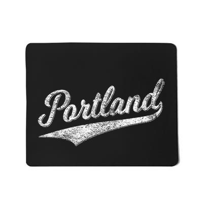 Portland State Of Oregon Baseball Script Flag Swoosh Mousepad