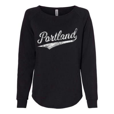 Portland State Of Oregon Baseball Script Flag Swoosh Womens California Wash Sweatshirt