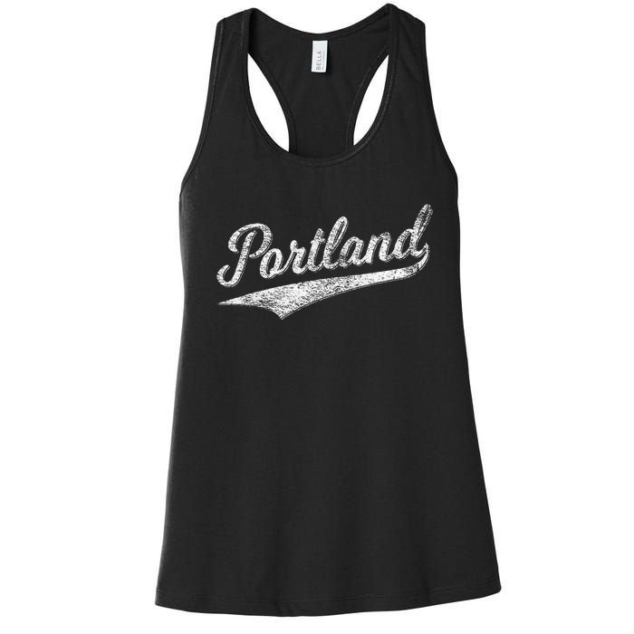 Portland State Of Oregon Baseball Script Flag Swoosh Women's Racerback Tank