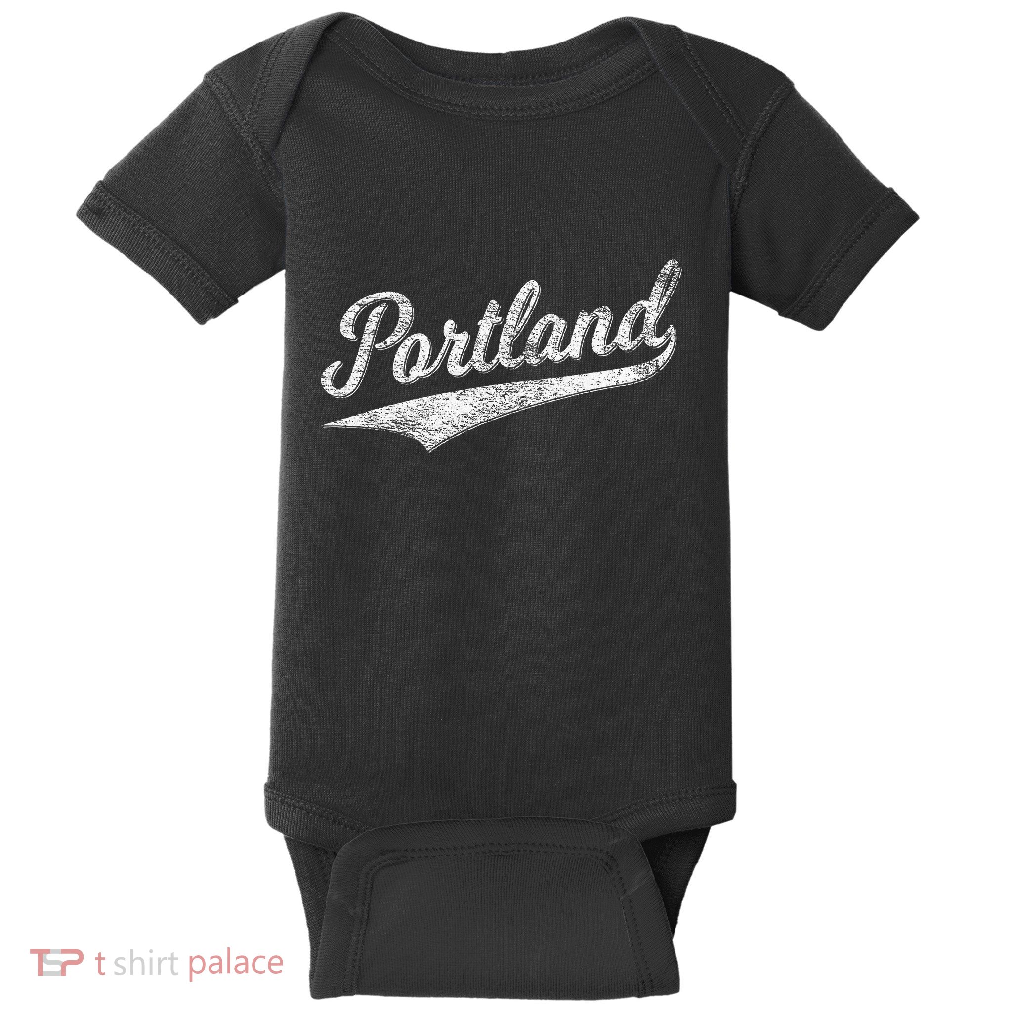 Portland State Of Oregon Baseball Script Flag Swoosh Baby Bodysuit