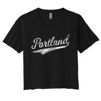 Portland State Of Oregon Baseball Script Flag Swoosh Women's Crop Top Tee