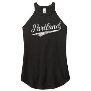 Portland State Of Oregon Baseball Script Flag Swoosh Women's Perfect Tri Rocker Tank