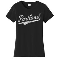 Portland State Of Oregon Baseball Script Flag Swoosh Women's T-Shirt