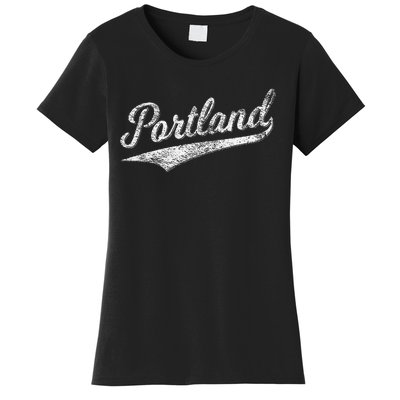 Portland State Of Oregon Baseball Script Flag Swoosh Women's T-Shirt