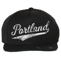 Portland State Of Oregon Baseball Script Flag Swoosh Wool Snapback Cap