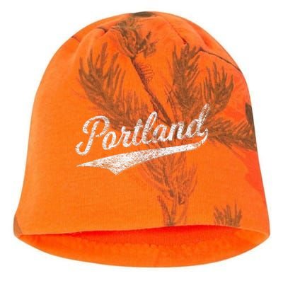 Portland State Of Oregon Baseball Script Flag Swoosh Kati - Camo Knit Beanie