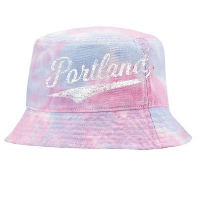 Portland State Of Oregon Baseball Script Flag Swoosh Tie-Dyed Bucket Hat