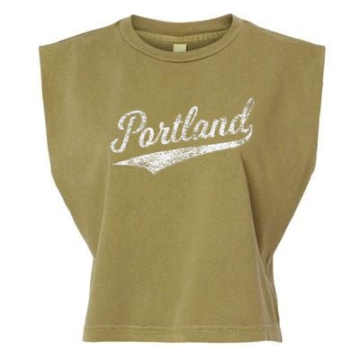 Portland State Of Oregon Baseball Script Flag Swoosh Garment-Dyed Women's Muscle Tee