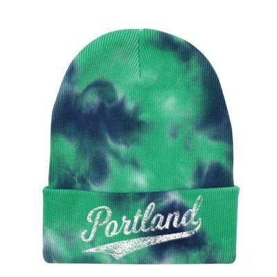 Portland State Of Oregon Baseball Script Flag Swoosh Tie Dye 12in Knit Beanie