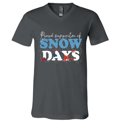 Proud Supporter Of Snow Days Funny Winter V-Neck T-Shirt