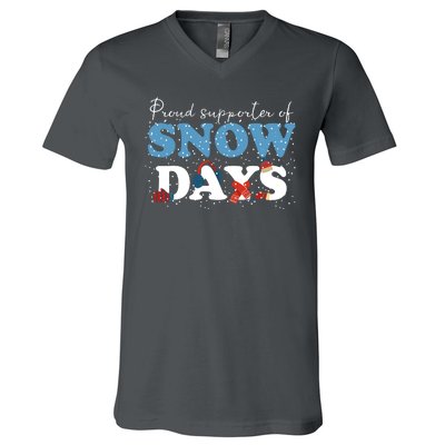 Proud Supporter Of Snow Days Funny Winter V-Neck T-Shirt