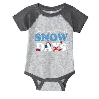 Proud Supporter Of Snow Days Funny Winter Infant Baby Jersey Bodysuit