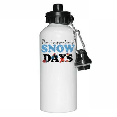 Proud Supporter Of Snow Days Funny Winter Aluminum Water Bottle