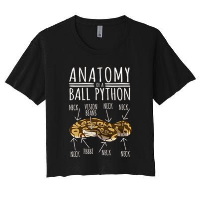 Python Snake Owner Anatomy Of A Ball Python Women's Crop Top Tee