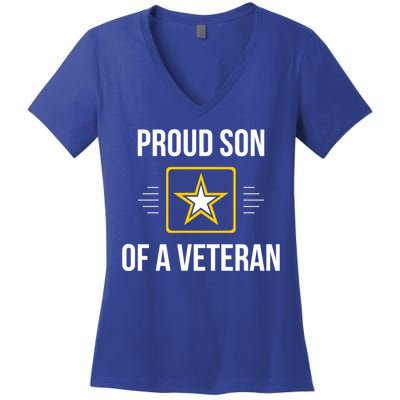 Proud Son Of A Veteran Funny Gift Women's V-Neck T-Shirt