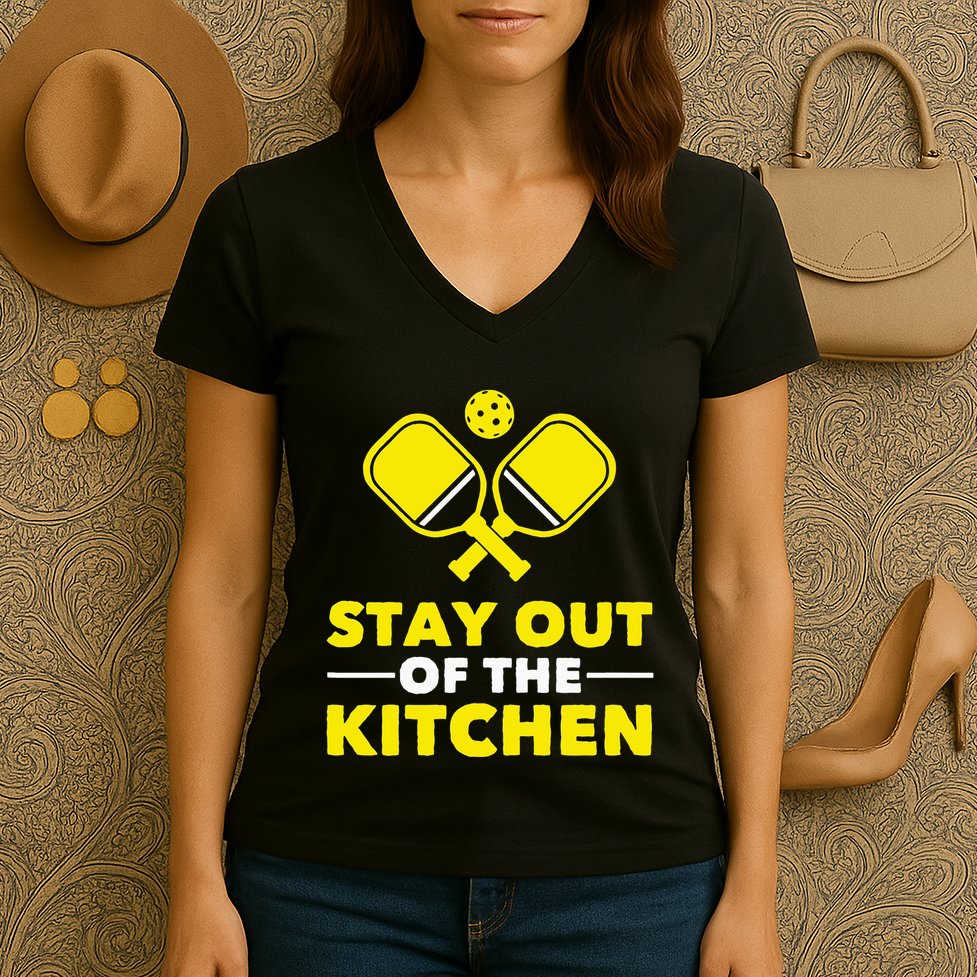Pickleball Stay Out Of The Kitchen Women's V-Neck T-Shirt
