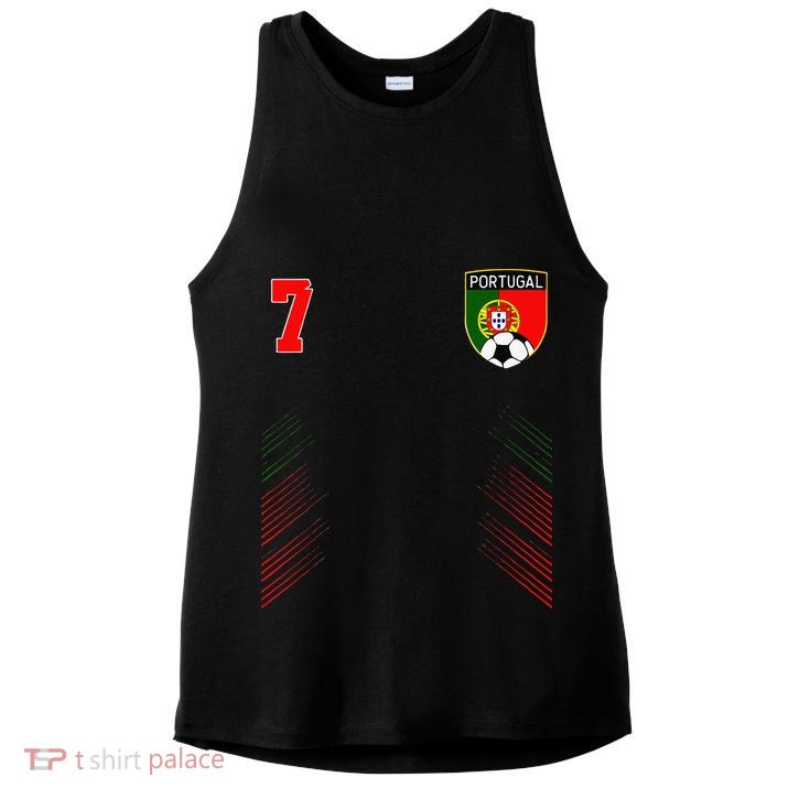 Portugal Soccer Portugese Football Retro 7 Jersey Ladies PosiCharge Tri-Blend Wicking Tank