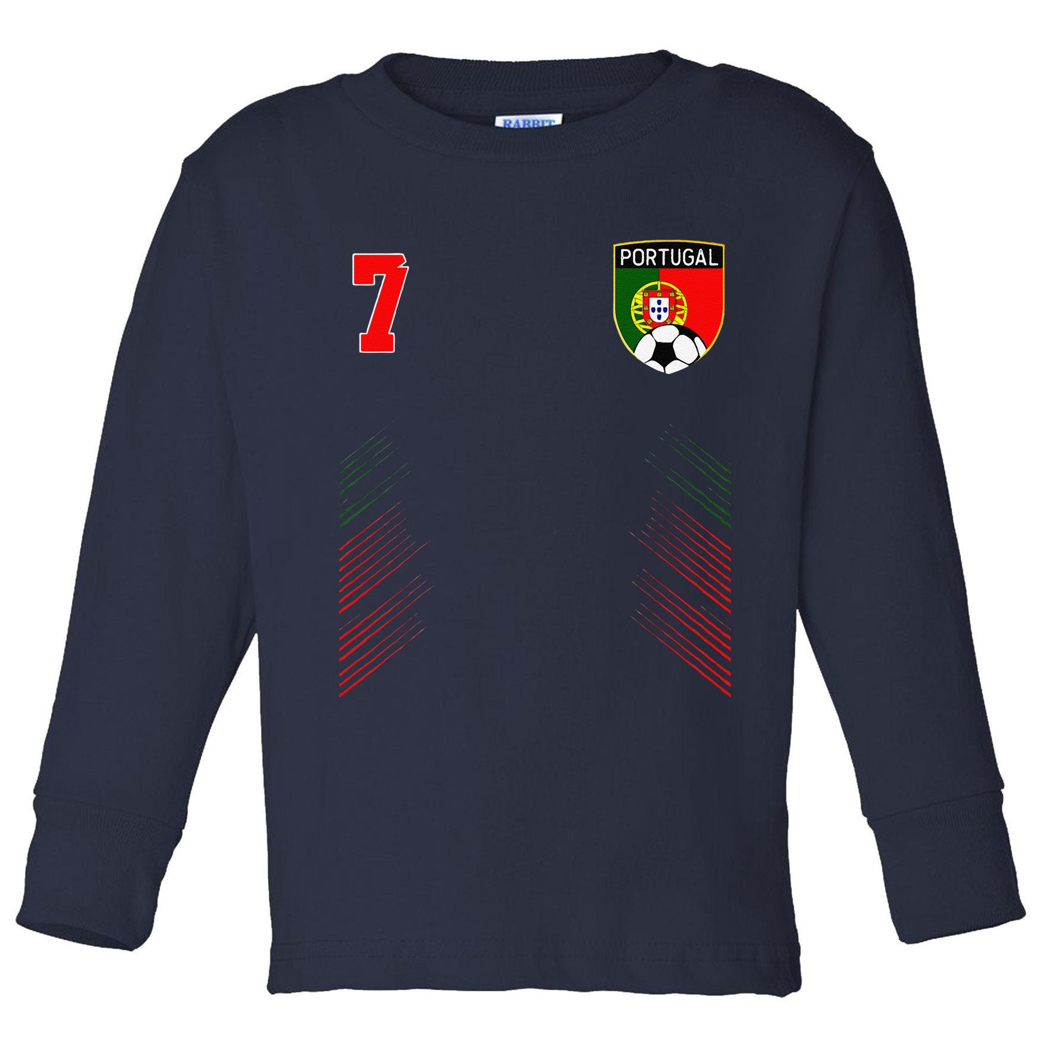 Portugal Soccer Portugese Football Retro 7 Jersey Toddler Long Sleeve Shirt