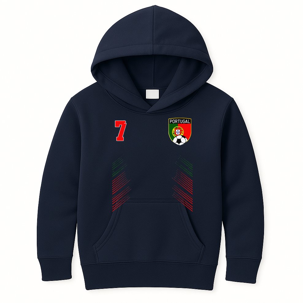 Portugal Soccer Portugese Football Retro 7 Jersey Kids Hoodie