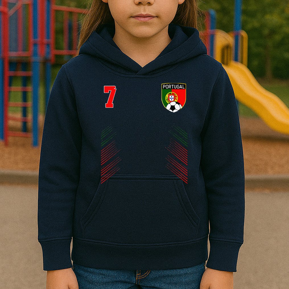 Portugal Soccer Portugese Football Retro 7 Jersey Kids Hoodie