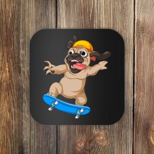 Pug Skateboarding Coaster