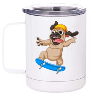 Pug Skateboarding 12 oz Stainless Steel Tumbler Cup