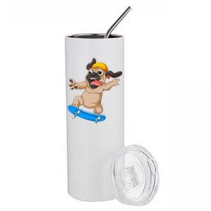 Pug Skateboarding Stainless Steel Tumbler