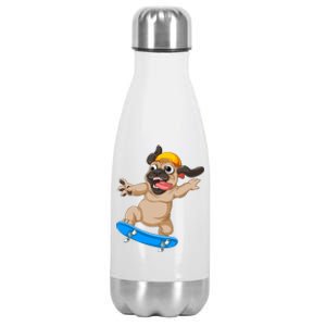 Pug Skateboarding Stainless Steel Insulated Water Bottle