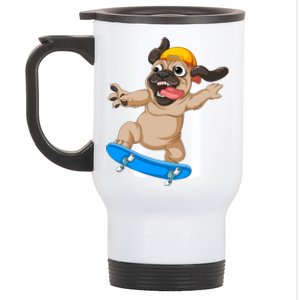 Pug Skateboarding Stainless Steel Travel Mug