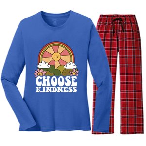 Positive Sun Peace Hippie Choose Kindness Earth Day Gift Women's Long Sleeve Flannel Pajama Set 