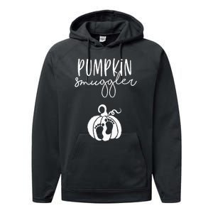 Pumpkin Smuggler Pregnant Mom Fall Announcement Performance Fleece Hoodie