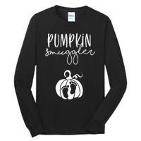 Pumpkin Smuggler Pregnant Mom Fall Announcement Tall Long Sleeve T-Shirt