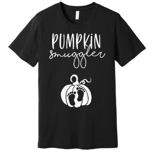 Pumpkin Smuggler Pregnant Mom Fall Announcement Premium T-Shirt