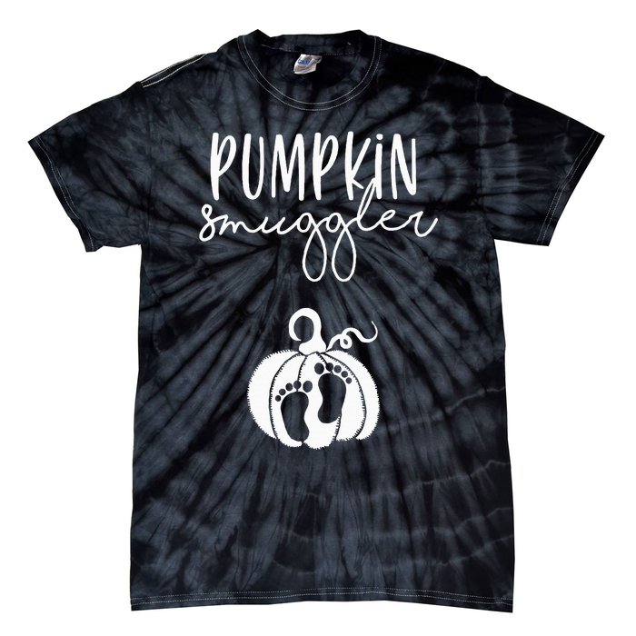 Pumpkin Smuggler Pregnant Mom Fall Announcement Tie-Dye T-Shirt