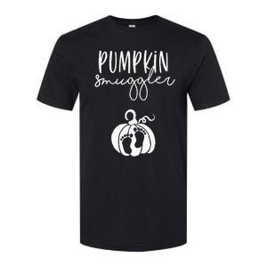 Pumpkin Smuggler Pregnant Mom Fall Announcement Softstyle CVC T-Shirt