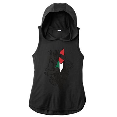 Palestine Soldier Palestine Map Ladies PosiCharge Tri-Blend Wicking Draft Hoodie Tank