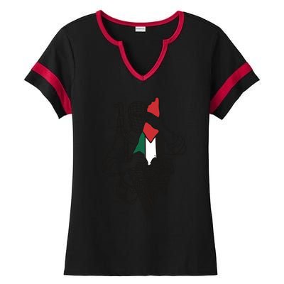 Palestine Soldier Palestine Map Ladies Halftime Notch Neck Tee