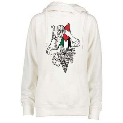 Palestine Soldier Palestine Map Womens Funnel Neck Pullover Hood