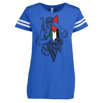 Palestine Soldier Palestine Map Enza Ladies Jersey Football T-Shirt