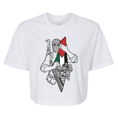 Palestine Soldier Palestine Map Bella+Canvas Jersey Crop Tee