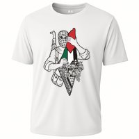 Palestine Soldier Palestine Map Cooling Performance Crew T-Shirt