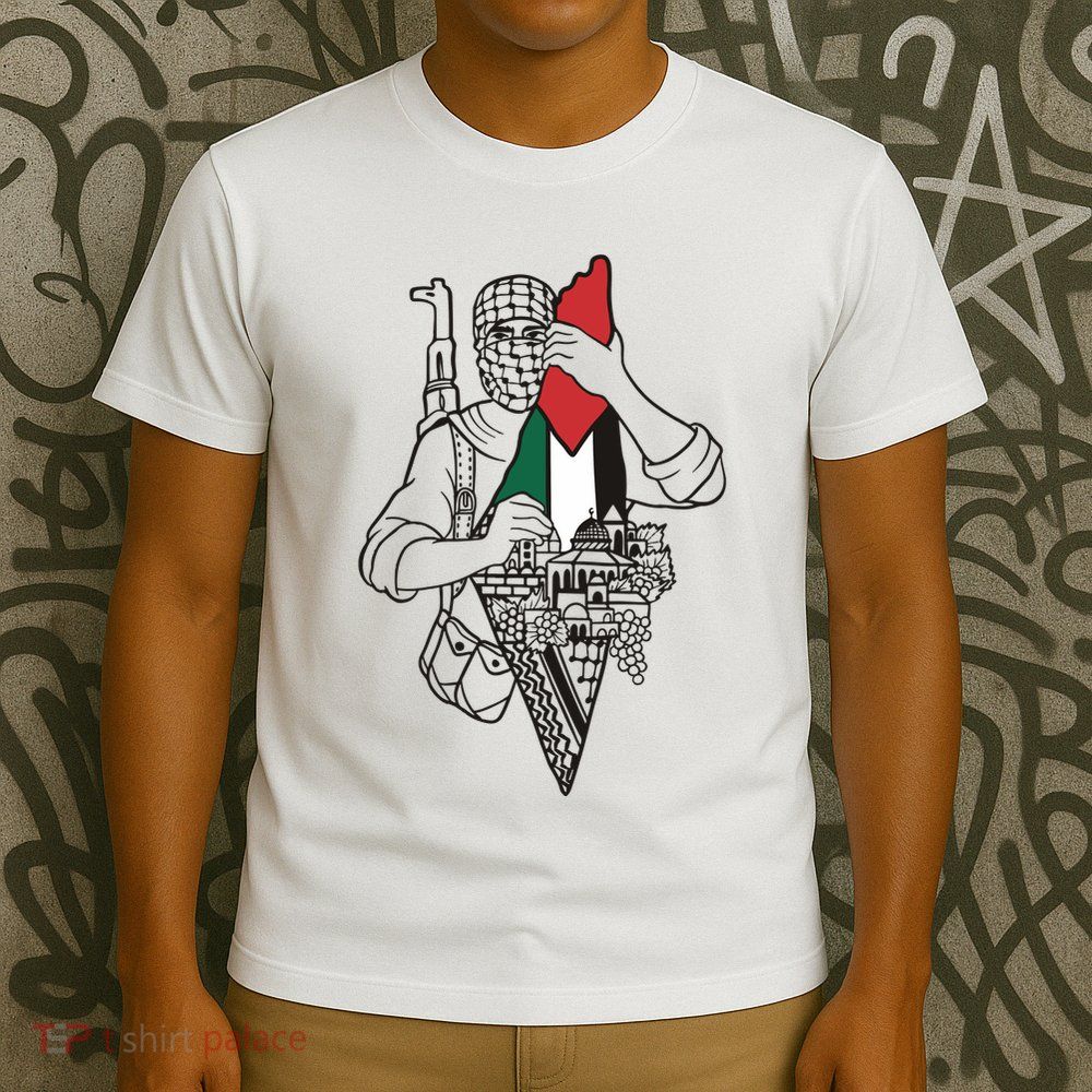 Palestine Soldier Palestine Map T-Shirt
