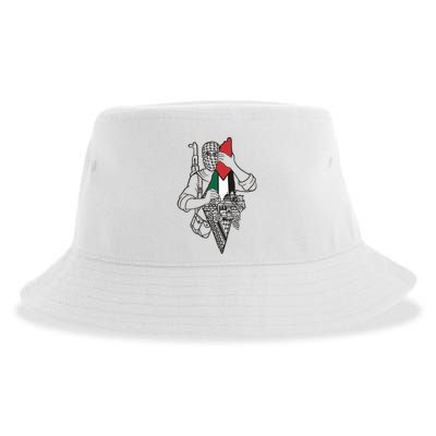 Palestine Soldier Palestine Map Sustainable Bucket Hat