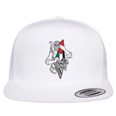 Palestine Soldier Palestine Map Flatbill Hat