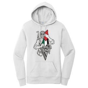 Palestine Soldier Palestine Map Women's Pullover Hoodie