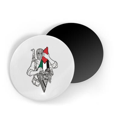 Palestine Soldier Palestine Map Magnet